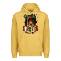 Antique Gold teacher life afro locs messy bun Premium Hoodie - texasbilliewilder