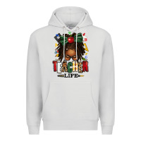 Dove Grey teacher life afro locs messy bun Premium Hoodie - texasbilliewilder