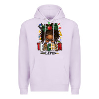 Lilac teacher life afro locs messy bun Premium Hoodie - texasbilliewilder