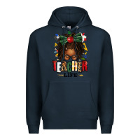 Navy teacher life afro locs messy bun Premium Hoodie - texasbilliewilder