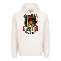 Pale Pink teacher life afro locs messy bun Premium Hoodie - texasbilliewilder
