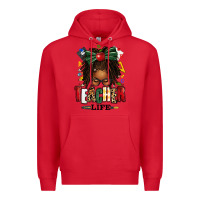 Red teacher life afro locs messy bun Premium Hoodie - texasbilliewilder