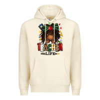 Sandshell teacher life afro locs messy bun Premium Hoodie - texasbilliewilder