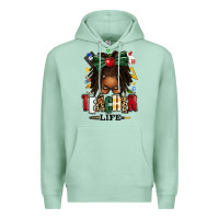 Seafoam teacher life afro locs messy bun Premium Hoodie - texasbilliewilder