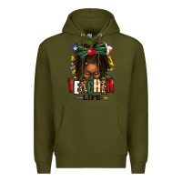 Army Green teacher life afro locs messy bun Premium Hoodie - texasbilliewilder