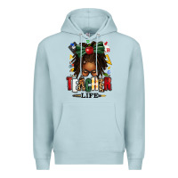 Blue Mist teacher life afro locs messy bun Premium Hoodie - texasbilliewilder