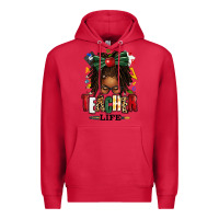 Cardinal teacher life afro locs messy bun Premium Hoodie - texasbilliewilder