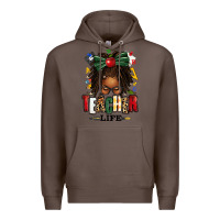Coffee teacher life afro locs messy bun Premium Hoodie - texasbilliewilder