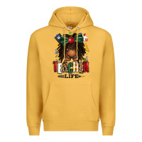 Mustard teacher life afro locs messy bun Premium Hoodie - texasbilliewilder