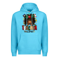Ocean Blue teacher life afro locs messy bun Premium Hoodie - texasbilliewilder