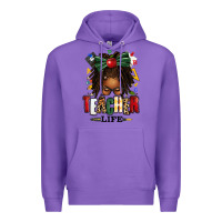 Purple teacher life afro locs messy bun Premium Hoodie - texasbilliewilder