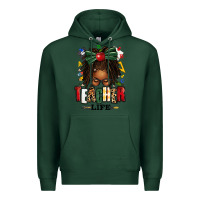 Sports Green teacher life afro locs messy bun Premium Hoodie - texasbilliewilder