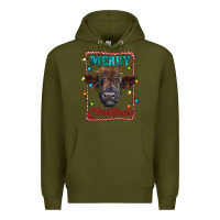 Army Green Merry Christmas Calf Premium Hoodie - RanaPortraitStore