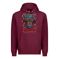 Burgundy Merry Christmas Calf Premium Hoodie - RanaPortraitStore