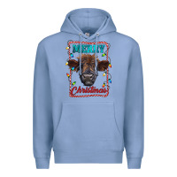Colony Blue Merry Christmas Calf Premium Hoodie - RanaPortraitStore
