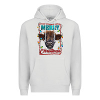 Dove Grey Merry Christmas Calf Premium Hoodie - RanaPortraitStore