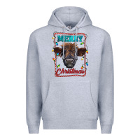 Heather Grey Merry Christmas Calf Premium Hoodie - RanaPortraitStore