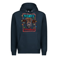 Navy Merry Christmas Calf Premium Hoodie - RanaPortraitStore