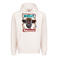 Pale Pink Merry Christmas Calf Premium Hoodie - RanaPortraitStore