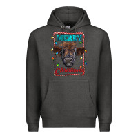 Charcoal Heather Merry Christmas Calf Premium Hoodie - RanaPortraitStore