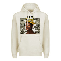Oatmeal Heather afro man black king i am Premium Hoodie - texasbilliewilder