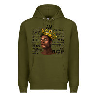 Army Green afro man black king i am Premium Hoodie - texasbilliewilder