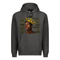 Charcoal Heather afro man black king i am Premium Hoodie - texasbilliewilder
