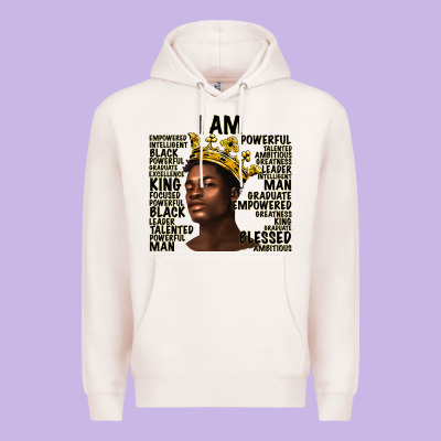 Premium Hoodie afro man black king i am