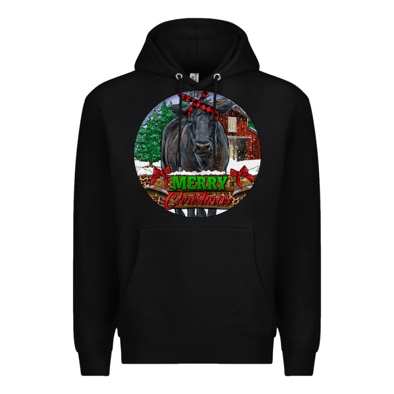 Black Angus Cattle Merry Christmas Premium Hoodie by RanaPortraitStore | Teevron