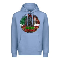 Colony Blue Black Angus Cattle Merry Christmas Premium Hoodie - RanaPortraitStore