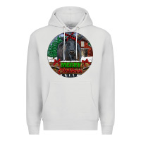Dove Grey Black Angus Cattle Merry Christmas Premium Hoodie - RanaPortraitStore