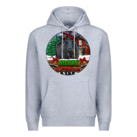 Heather Grey Black Angus Cattle Merry Christmas Premium Hoodie - RanaPortraitStore