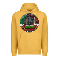 Mustard Black Angus Cattle Merry Christmas Premium Hoodie - RanaPortraitStore