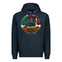 Navy Black Angus Cattle Merry Christmas Premium Hoodie - RanaPortraitStore