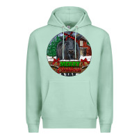 Seafoam Black Angus Cattle Merry Christmas Premium Hoodie - RanaPortraitStore
