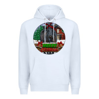 White Black Angus Cattle Merry Christmas Premium Hoodie - RanaPortraitStore