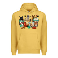 Antique Gold german shepherd black and grey cat coffee cups Premium Hoodie - Zillion Design Studio