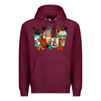 Burgundy german shepherd black and grey cat coffee cups Premium Hoodie - Zillion Design Studio