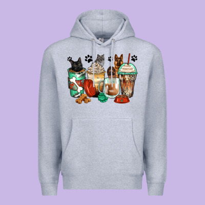 German Shepherd Black And Grey Cat Coffee Cups Premium Hoodie Designed By Zillion Design Studio