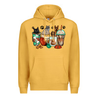 Mustard german shepherd black and grey cat coffee cups Premium Hoodie - Zillion Design Studio