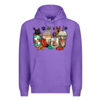 Purple german shepherd black and grey cat coffee cups Premium Hoodie - Zillion Design Studio