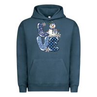 Pigment Midnight Navy love snowman Urban Hoodie - MaliasSmallBusiness