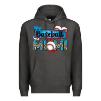 Charcoal Heather baseball mimi with leopard Premium Hoodie - Zillion Design Studio