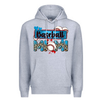 Heather Grey baseball mimi with leopard Premium Hoodie - Zillion Design Studio