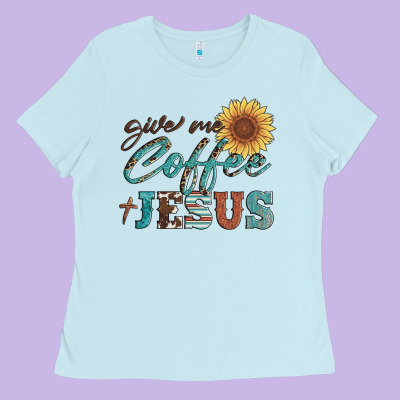 Give Me Coffee And Jesus Ladies Tee Designed By Artiststas