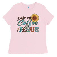 Bubblegum Pink give me coffee and jesus Ladies Tee - Artiststas