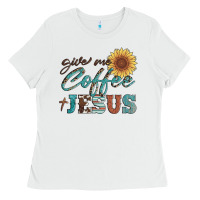 White give me coffee and jesus Ladies Tee - Artiststas