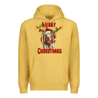Antique Gold Merry Christmas Longhorn Cow Premium Hoodie - RanaPortraitStore