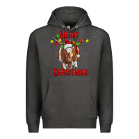 Charcoal Heather Merry Christmas Longhorn Cow Premium Hoodie - RanaPortraitStore