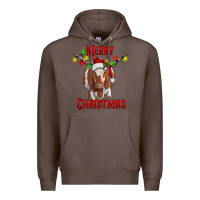 Coffee Merry Christmas Longhorn Cow Premium Hoodie - RanaPortraitStore